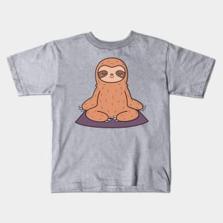 Lazy Kawaii Cute Sloth Loves Yoga Kids T-Shirt